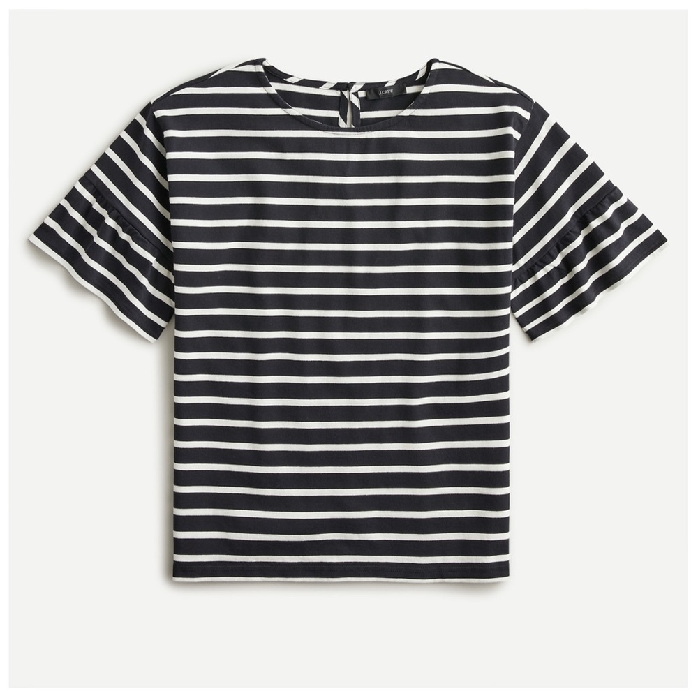 J. CREW Mariner cloth ruffle-sleeve T-shirt in stripe